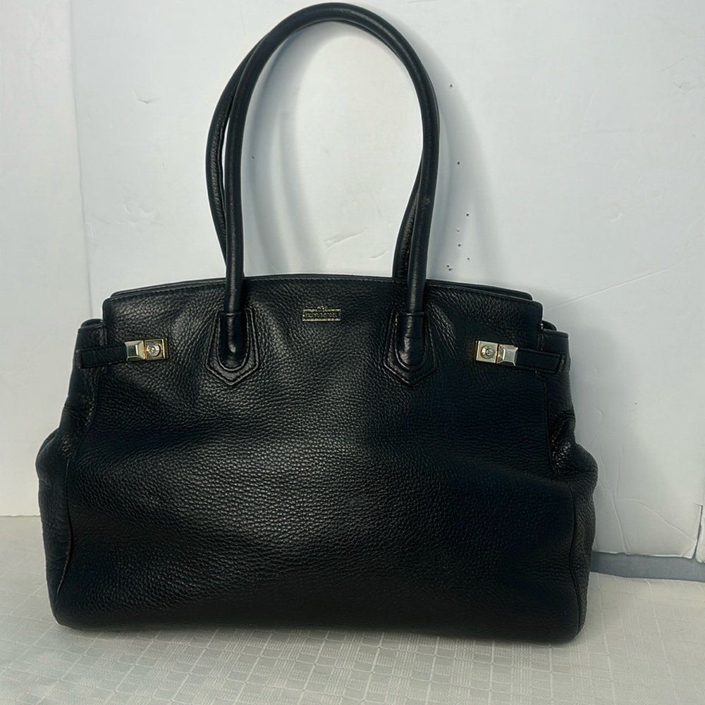 Henri Bendel Carlyle Tote Black Pebble Leather Purse Shoulder Bag
